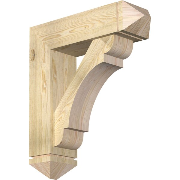 Ekena Millwork Olympic Arts and Crafts Rough Sawn Bracket w/ Offset Brace, Douglas Fir, 8"W x 28"D x 32"H BKT0806X28X32OLY03RDF - main